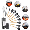 12-Piece Non-Stick Silicone Cookware Set with Wooden Handles