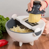 Multifunctional 9-in-1 Vegetable and Fruit Shredder & Slicer with Drain Basket