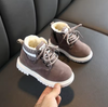 Winter Fashion Children's Cotton Shoes - Warm Fleece Martin Boots for Boys, Retro Side Zipper Snow Boots